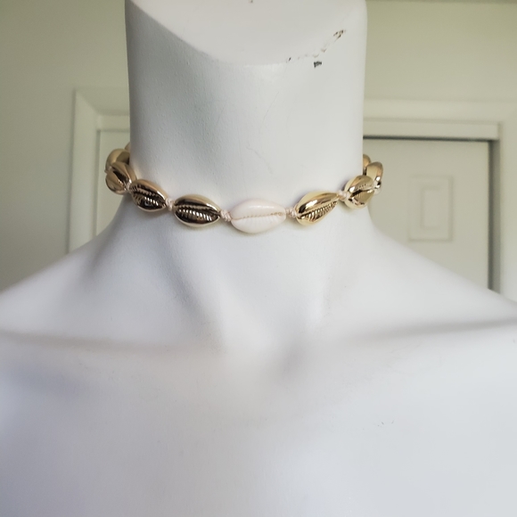 Boho Cowrie Shell Choker Strand Necklace Gold - Picture 2 of 11